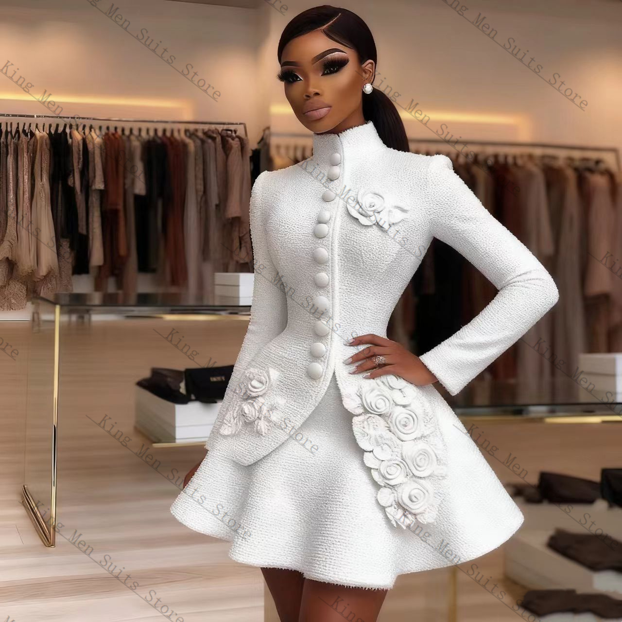 Women'S Formal Jackets To Wear With Dresses - Ensemble de costume de luxe blanc