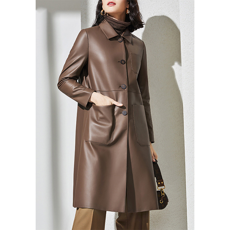 Large Women'S Formal Wear - Trench-Coat en cuir de grande taille