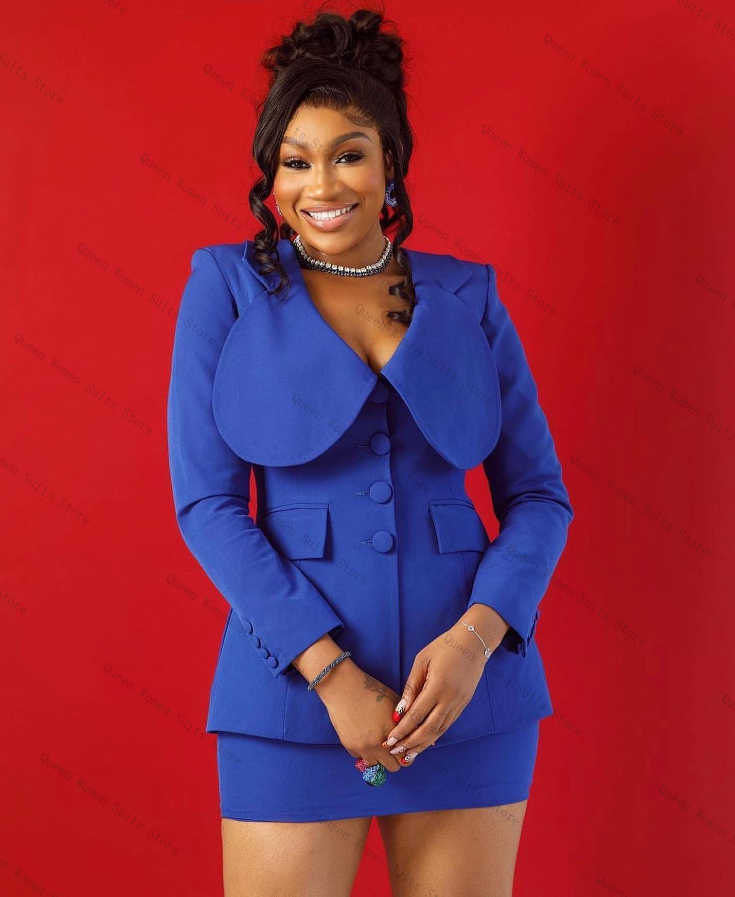 Bleu femmes costume jupe ensem - Women'S Formal Jackets To Wear With Dresses avis et prix