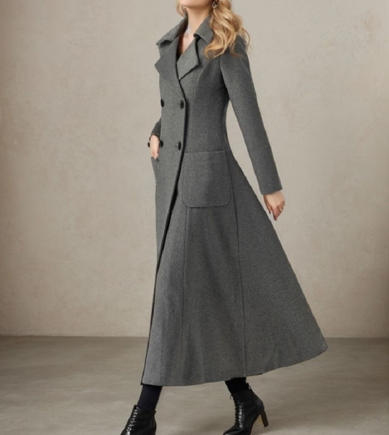 Veste longue grise en laine po - Tailored Coat Wool avis et prix