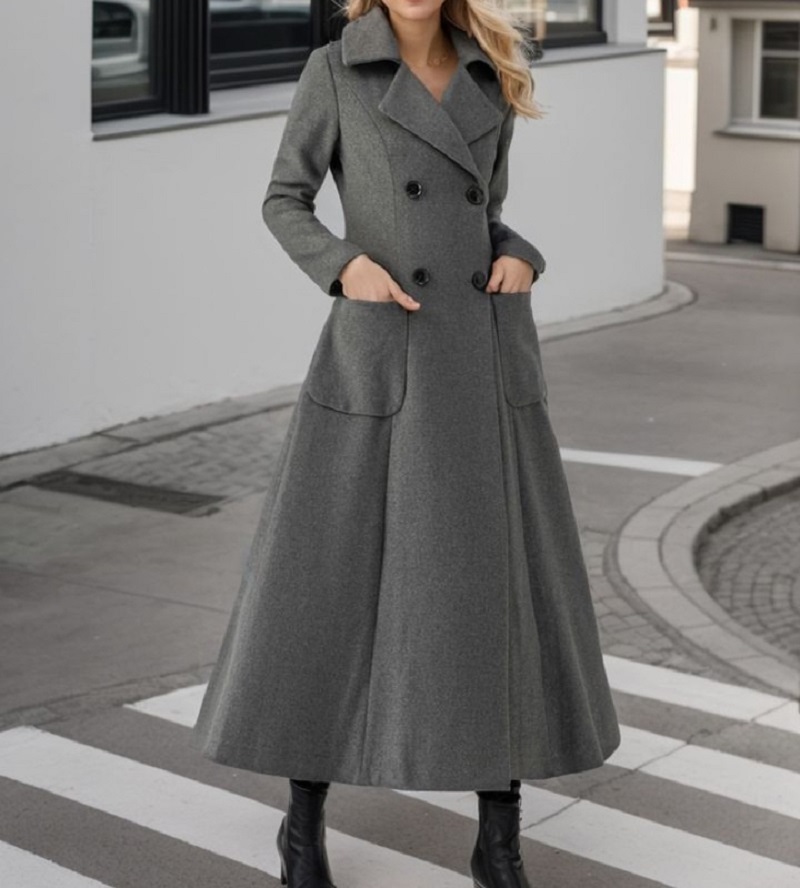 Veste longue grise en laine po - Tailored Coat Wool avis et prix
